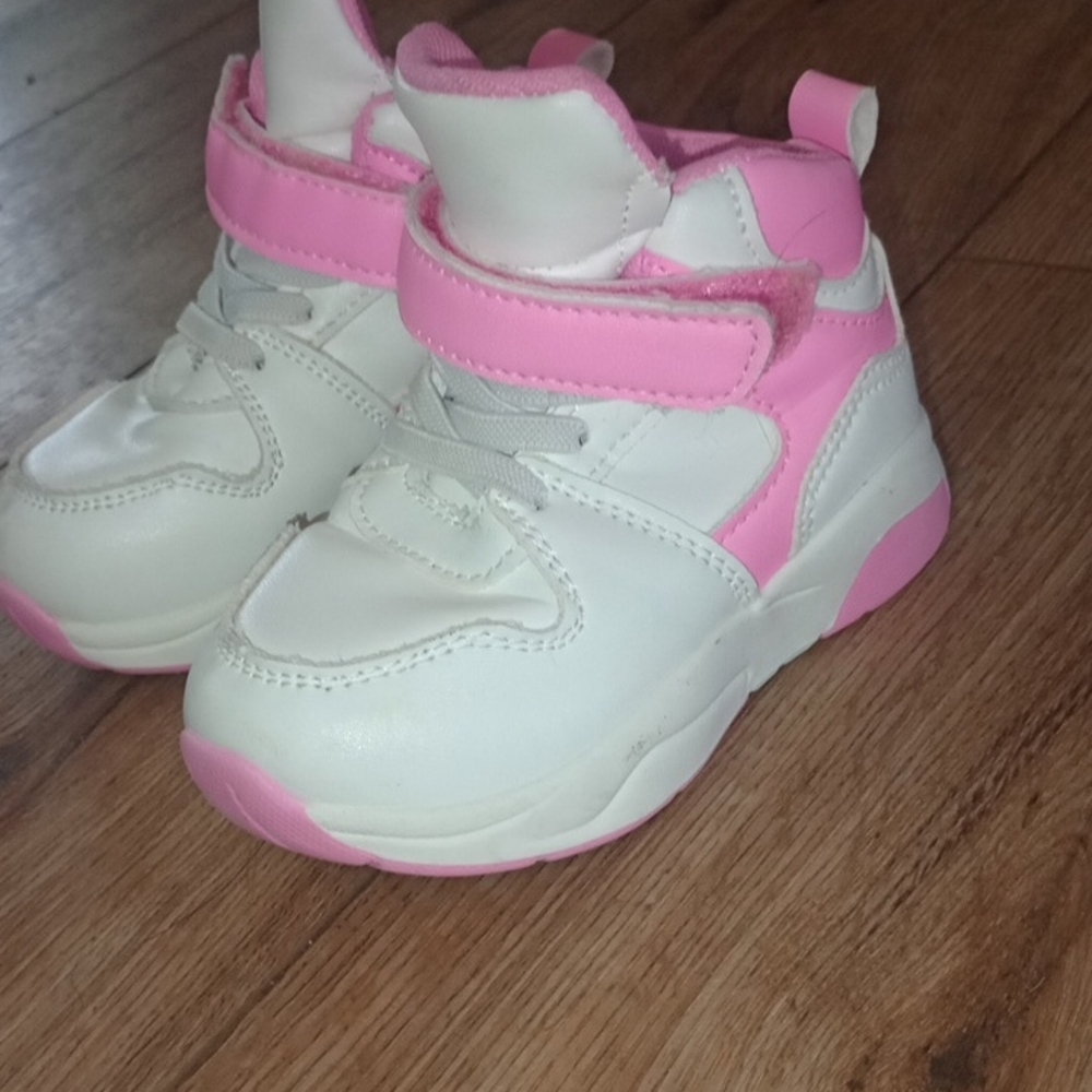 Supreme Pink and White High-Top Sneakers with Velcro